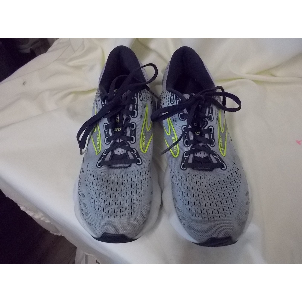 Brooks Glycerin GTS 20 Womens Running Grey Navy Lime Green Athletic Sneakers
